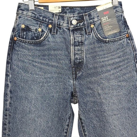 Levi's 501 Regular Straight Button Fly Jeans NWT Blue Size 25 X 30 - Picture 2 of 12